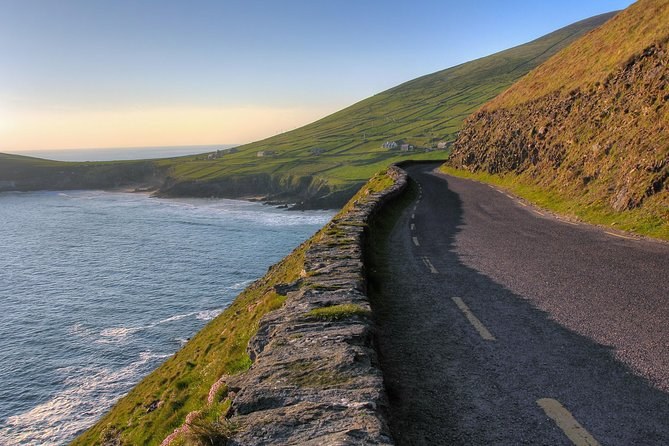 A coast road running along the cliff edge on the Wild Atlantic Way